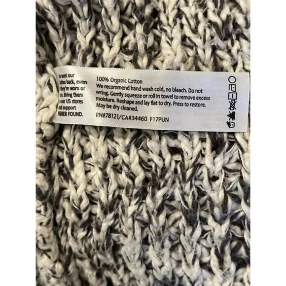 Eileen Fisher Marle Cream and Charcoal Grey/Black Chunky Knit Sweater Size Large - Picture 5 of 5